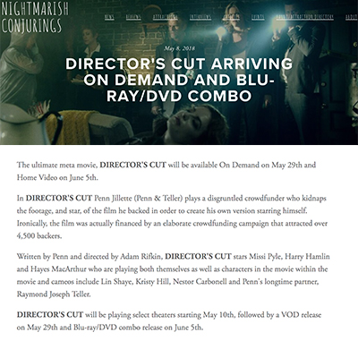 DIRECTOR'S CUT ARRIVING ON DEMAND AND BLU-RAY/DVD COMBO
